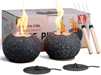 2 Pack Concrete Tabletop Fire Pit,Table Top Firepit with 2 Roasting Sticks for Smores Maker,Protable Tabletop Fireplace for Indoor & Outdoor,Table Top Decor for Women Wedding Housewarming and Parties