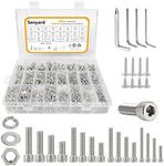 890pcs M6 M5 M4 M3 Metric Screw Assortment,Metric Bolts and Nuts Kit（with Lock&Flat washers・Wrenches）Socket Head Cap Screws 304 Stainless Steel Hex Head Metric Screws Assortment Set with Case