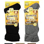 Infallible Inc Men's Diabetic Merino Wool Thermal Heated Extra Warm Socks 2.4TOG (-25°C resistant) UK Size 6-11 - Hiking, Walking, Outdoor Winter Socks (Pack of 2 (Black & Dark Grey))