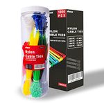 AMM Cable Zip Ties，1000 Pack colored zip ties Assorted Sizes 4, 6, 8 and 10 inches with a plastic storage jar，Multi-Purpose Self-Locking Nylon Cable Ties Cord Management Ties,Wire Ties for Home,Office