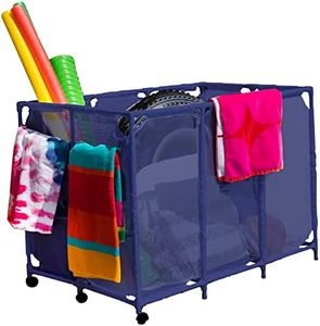 Essentially Yours Pool Noodles Holder, Toys, Floats, Balls and Floats Equipment Mesh Rolling Storage Organizer Bin, Extra-Large, (47.2" W x 30.2" L x 34" H), Blue Style 455119