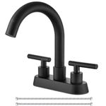 Cinwiny Centerset 4” Lavatory Faucet Bathroom Sink Matte Black Vanity Mixer Tap Deck Mount Double Hole Two Handle Swivel Spout 360° Vessel Basin Faucet