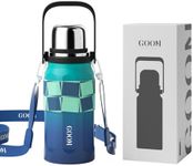 GOOM The Grip 32 oz Water Bottles for Hot and Cold Drinks,18/10 Stainless Steel Insulated Water Bottle with Lid, Carrying Strap,Strainer,7-Layer Insulation,Wide Mouth - Blue