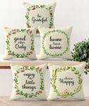 HOOPY Canvas Set of 5 Designer Decorative Throw Pillow/Cushion Covers (16 Inch X 16 Inch, Inspirational Quotes Print), 100 TC, Multicolor