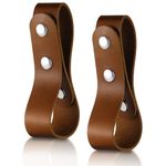 2 Pcs Halloween Leather Whip Holster Accessories Dark Brown Handmade Belt Whips Holder Bullwhip Whip Loop for Horse Riding Whips and Crops Belt, 1.2 x 5.4 Inches