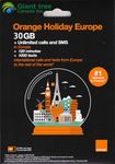 New Orange Holiday 30GB (Europe sim Card, France, UK, Sim Card)