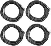 Seismic Audio SAGC20R-Black-4Pack Black 20-Feet Right Angle to Straight Guitar Cables, 4-Pack