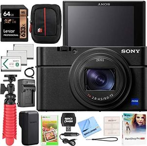 Sony DSC-RX100M7 Cyber-Shot RX100 VII RX100M7 Premium Compact Camera Bundle with Triple 3X Battery Pack, 64GB Memory Card, Deco Gear Travel Case Accessory Kit (13 Items)