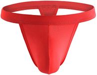Arjen Kroos Men's Sexy Mesh Thong Underwear Low Rise Breathable G-String Bulge Pouch Underpants Lingerie,RED-CK2101,Medium
