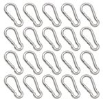 Hamineler 20 Pack 1.97 inch Stainless Steel Spring Snap Hook, Spring Hook Clip Keychain, Silver Quick Link Clip for Camping, Hiking, Outdoor Gym Dog Leash Harness Fishing