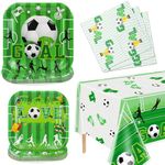 Football Theme Party Supplies Serve 20 - 61Pcs Plates Napkins Tablecloth Set for Kids Football Themed Birthday Party Decorations Supplies