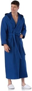 Plush Necessities Hooded Waffle Terry Bathrobe - 100% Turkish Cotton - 5-Star Hotel and Spa Robe for Men and Women | Full Length | Navy, 3X-Large