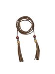 ANI ACCESSORIEZ Women Suede Belt/Cord for Skiny Girl/Women with Wooden Beeds Tassel (Light Brown)