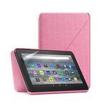 Fire 7 tablet (16 GB, Rose, with Ads) + tablet fabric cover (Wild rose) + NuPro transparent screen protector (2-pack)