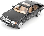 Mr. Variya 1:24 Scale Benz W140 S320 Diecast Model Car - Classic Collectible with Pull Back Action, Sound & Light Features, for Kids, Boys, Girls & Adults - Black