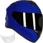 ILM Full Face Motorcycle Street Bike Helmet with Enlarged Air Vents, Free Replacement Visor for Men Women DOT Approved Model-ST-06 (Blue, X-Large)