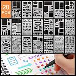 HASTHIP® 20 PCS Journal Stencil Plastic Planner Set for Journal, Notebook, Diary, Scrapbook, DIY Drawing Template, Journal Stencils 4x7 Inch