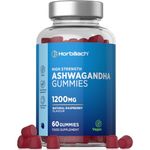 Ashwagandha Gummies 1200mg | 60 Vegan Gummies | with 5% Withanolides | Natural Raspberry Flavour | by Horbaach