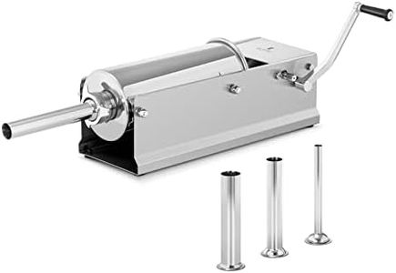 Royal Catering Poussoir À Saucisse Machine A Viande Manuel Vertical Bourreuse Embosseuse Charcuterie Main RC-SFV5L (Volume 5 l, Cylindre Ø 14 cm, 4 Tubes De Remplissage, 2 Vitesses, Manivelle)