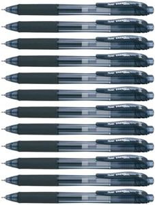 Pentel EnerGel-X Retractable Liquid Gel Pen 0.5mm Fine Nib Black Ink, Box of 12 Pens (BLN105-A)