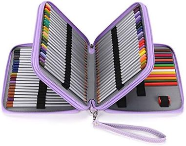 BTSKY Deluxe PU Leather Pencil Case for Colored Pencils - 120 Slot Pencil Holder with Handle Strap Handy Colored Pencil Box Large (Purple)