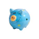 JYPHM Ceramic Piggy Bank for Kids Coin Bank for Boys and Girls Unique Birthday Gift Nursery Decor Piggy Banks Blue (5x5x4inch)