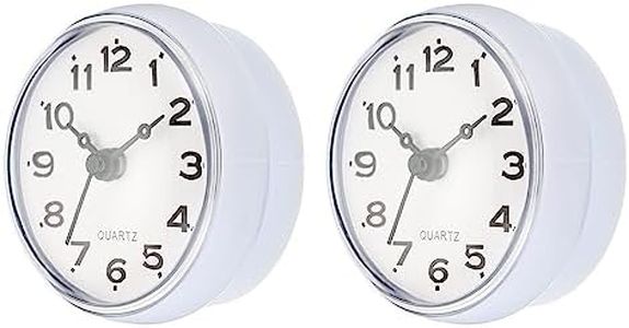PATIKIL Waterproof Shower Clock, 2 Pack Non Ticking Silent Mini Cute Mirror Wall Clocks with Suction Cup for Bathroom Kitchen Home Decoration, White/Black