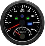 ARTILAURA GPS Speedometer 0-160MPH with Tach 8000 RPM Marine Boat GPS Speedometer Tachometer 85mm 3 3/8" AUTO Gauge (All Black)