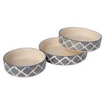 Shadowgreen Ceramic Salad Tray/Bowl | Deep Dish Bowl | Salad Plate | Serving Snacks Tray | Set of 3 (5.5 inch, 6.5inch, 7.5inch) | 3 Snacks/Salad Bowls | Grey Design |