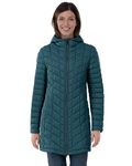 Outdoor Ventures Womens Winter Thermolite Long Puffer Coat, Ladies Lightweight Quilted Parka Windproof Waterproof Warm Insulated Jacket with Hood Dark Cyan XL/UK 16-UK 18