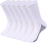 SPST Athletic Active Crew Socks, Womens Soft Comfort Thin Cushioned Breathable Odor Resistant Moisture Wicking Outdoor Golf Soccer Hiking Trekking Running Walking Long Socks, 6 Pair White S