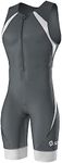 SLS3 Triathlon Suits Mens - Durable FRT 3.0 Tri Suit Men Triathlon - Sleeveless Trisuit Triathlon Men - Quick Drying Mens Triathlon Suit, Back Pocket (Thunder Grey/White, Large)