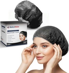 Medical Nation 21" Hair Net Disposable Bouffant Caps |CASE OF 1000, Black| Hairnets, Non-Woven, Non-Pleated Hair Cover |for Medical, Lab, Nurse, Tattoo, Food Service, Hospital, Cooking- Size 21" Black