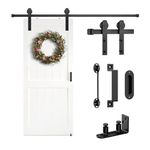 Arti-Life Sliding Barn Door Hardware Kit 6.6 FT Heavy Duty-Smoothly and Quietly- Easy to Install with Door Hook and 2 Handles - Fit 1 3/8-1 3/4" Thickness – Black(I Shape Hanger)