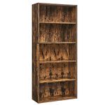 VASAGLE Bookshelf, 5-Tier Bookcase, Storage Shelving Unit, Display Shelf with Open Compartments, Adjustable Storage Shelves, for Living Room, Home Office, Bedroom, Rustic Brown LBC165X01