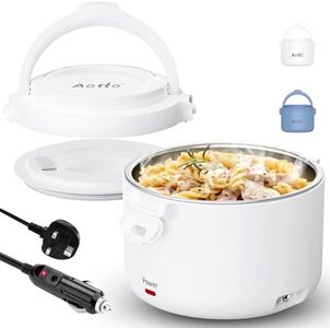 Aotto Electric Lunch Box 80W Portable Food Warmer - 950ml/32Oz Heated Lunch Box Adults Food Heater - 12V/24V/220V 3-in-1 Lunch Warmer Portable for Work/Travel/Car/Truck/Home/Office (White)