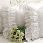 One Piece Shabby Vintage White Embroidery Lace Ruffle Matching Pillowcase 1122 (Standard 20"x30")