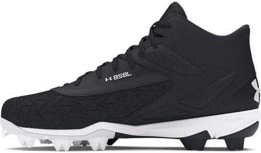 Under Armour Men's Leadoff Mid 3.0 Baseball Cleat, (001) Black/Black/White, 12, US