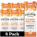 Califia Farms - Pumpkin Spice Oat Barista Blend Oat Milk, 32 Oz (Pack of 6), Shelf Stable, Dairy Free, Plant Based, Vegan, Gluten Free, Non GMO, High Calcium, Milk Frother, Creamer, Oatmilk