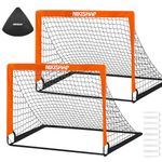 Kide Soccer Nets for Backyard, 2 of 4' x 3' Pop Up Soccer Net, Portable Soccer Net for Kids 1-15.(Orange)