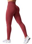 VOYJOY Women Seamless Impact Leggings Scrunch Workout Leggings Medium Waist Tummy Control Butt Lifting Gym Yoga Pants, Scarlett Red, Medium