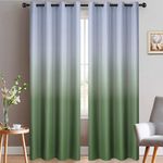 Yakamok 96 Inch Long Ombre Curtains,Thermal Insulated Greyish White to Sage Green Color Curtains,Room Darkening Grommet Window Drapes for Living Room/Bedroom(2 Panels,52W x 96L)