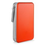 LIOVODE DVD Case, 96 Capacity CD Case Media Storage Holder Wallet Disc Collection Hard Plastic Booklet Organizer for Car(Orange)