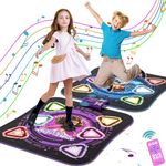 Upgraded Double Dance Mat for Kids, Electronic 2 Players Dance Pad with Wireless Bluetooth 5 Game Mode Light-up 12 Buttons Dancing Toys Challenge Game Christmas Birthday Gifts for Girls Boys Ages 3-12