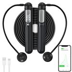 arboleaf Smart Jump Rope, Cordless & Rechargeable Jump Ropes for Fitness with Counter, App Data Analysis Jumping Rope, Adjustable Anti-Tangle PVC Jump Rope for Men, Women, Kids - Indoor/Outdoor