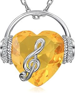 GELVTIC Necklaces for Women Birthstone Earrings Crystal Music Note Necklace Heart Ring CZ Jewelry Set Valentine Birthday Jewelry for Her Mom Wife (NL72-Nov.-White Gold Yellow)