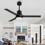 Biukis Ceiling Fans with Lights and Remote, 52 Inch Black Ceiling Fan with Remote 6 Speed Outdoor Fan with Lights for Patio Farmhouse Bedroom Indoor Outdoor