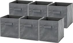 SimpleHouseware Foldable Storage Bins Cubes Organizer, 6 Pack, Dark Grey