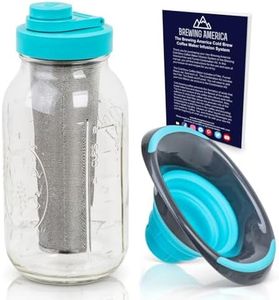 2 Quart Cold Brew Mason Jar Maker with Teal Lid and Teal Funnel