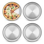 HaWare Pizza Tray Set of 4, Stainless Steel 8 inch Round Baking Tray, Pizza Baking Sheet Pan for Baking/Serving/Cooking, Non Toxic & Healthy, Oven & Dishwasher Safe (20cm)